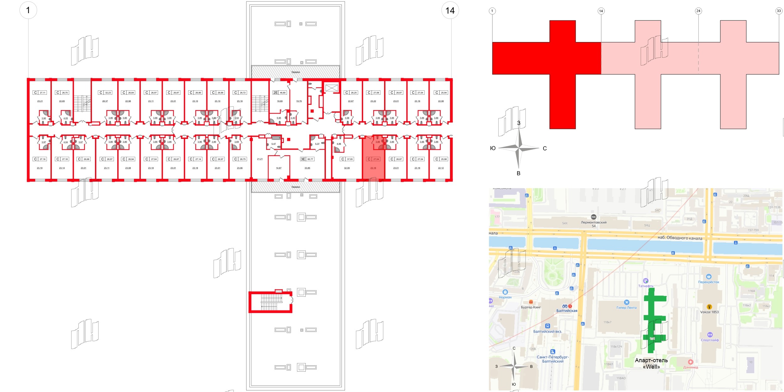 Апартаменты в ЖК Апарт-отель Well , студия, 27.04 м², 10 этаж